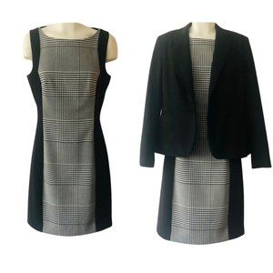 H&M Plaid Sleeveless Midi Dress in Black, Gray and White with Black Accents S 8